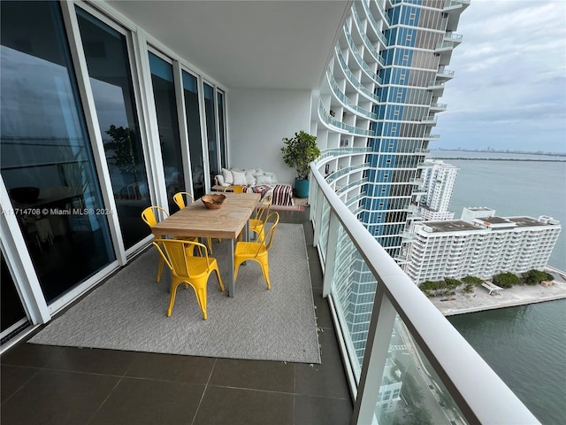 balcony with a water view