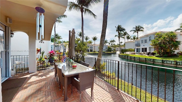 balcony with a water view