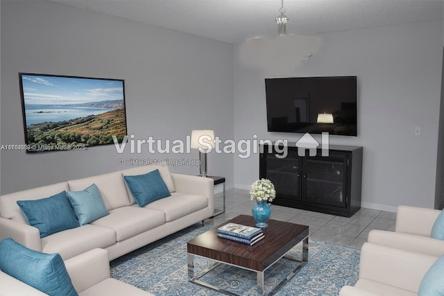 view of tiled living room