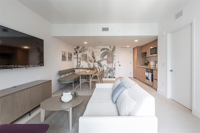 view of tiled living room