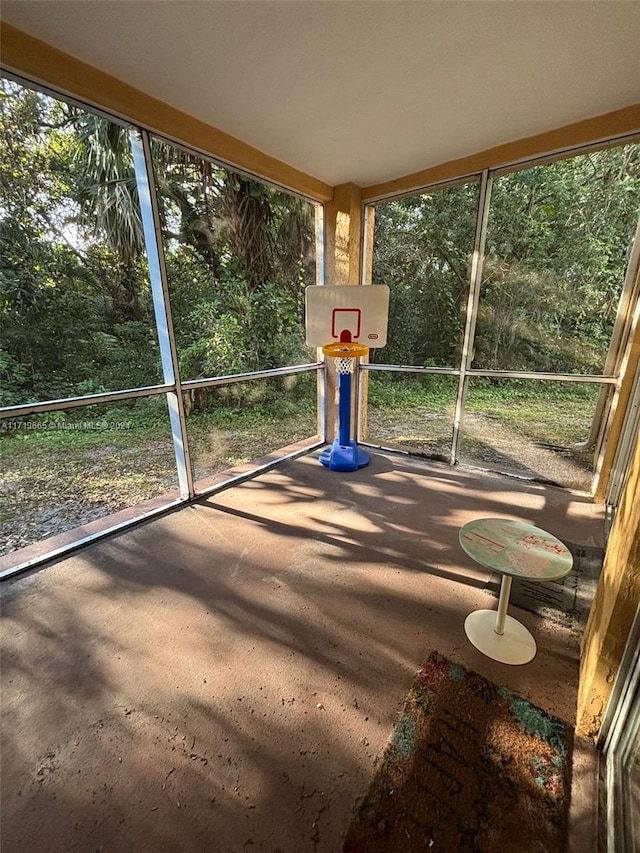 view of unfurnished sunroom