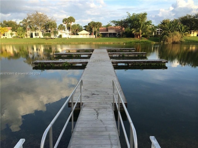 view of dock featuring a water view