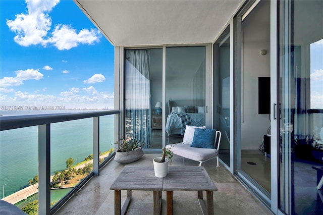 balcony with a water view