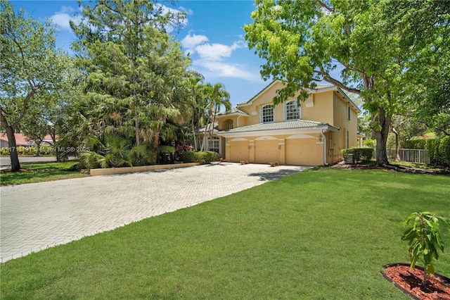 exterior space with a garage