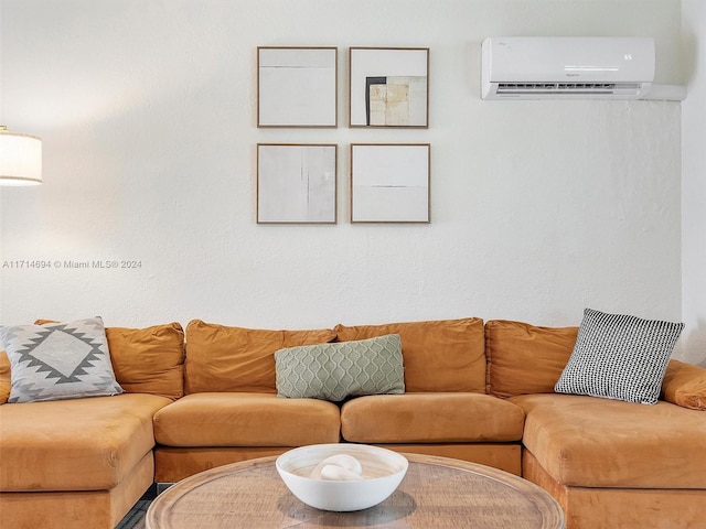 living room with a wall mounted air conditioner