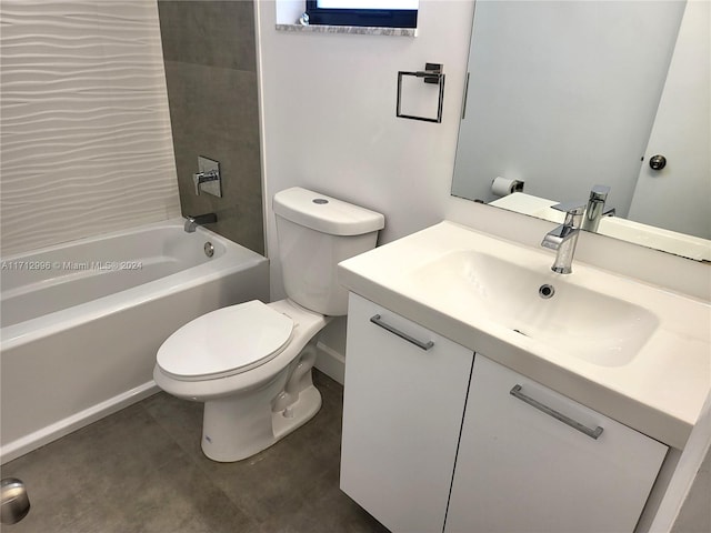 full bathroom featuring vanity, toilet, and tub / shower combination