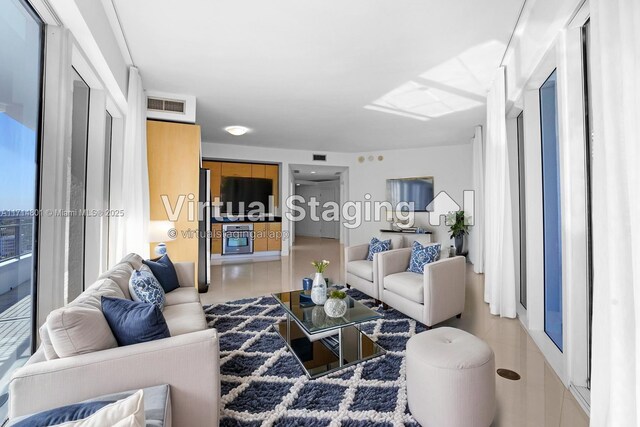 60 SW 13th St Unit 1700, Miami, FL 33130 - living room with light tile patterned flooring