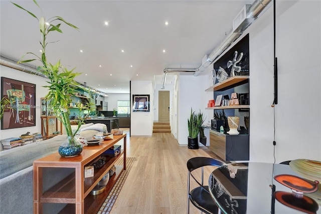 interior space with light hardwood / wood-style flooring