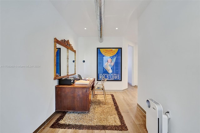 hall featuring light wood-type flooring