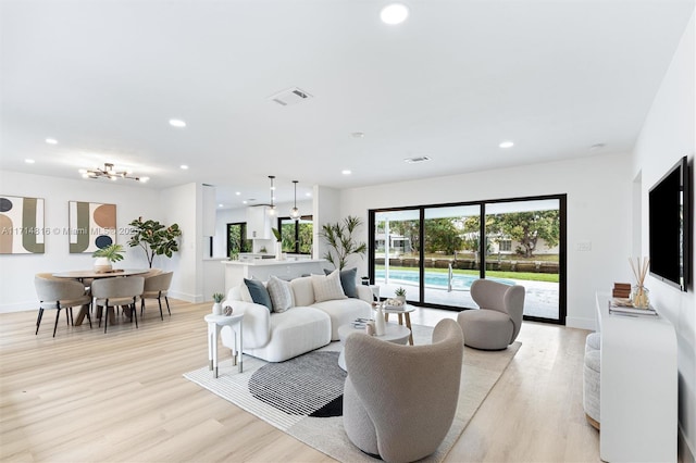 living room featuring light hardwood / wood-style floors