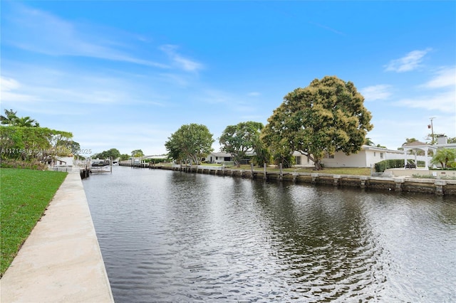 water view with a boat dock