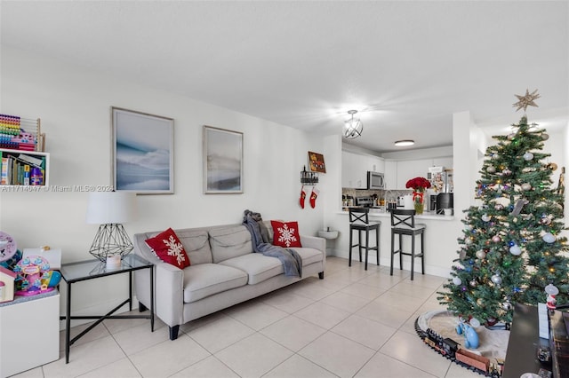 view of tiled living room