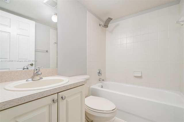 full bathroom with vanity, toilet, and shower / washtub combination