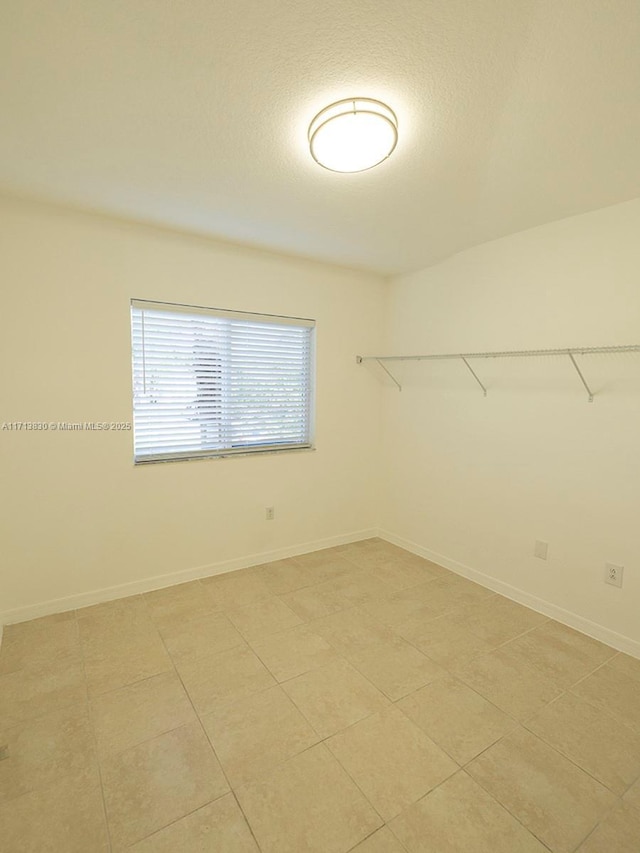 interior space with a textured ceiling