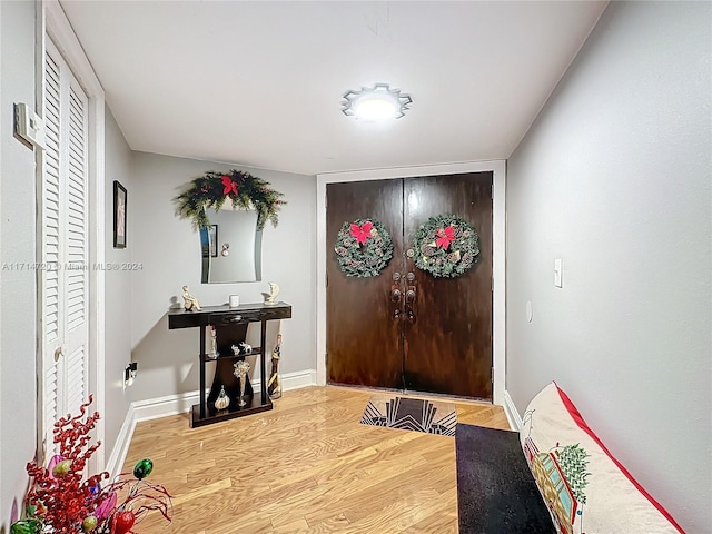 foyer entrance with wood-type flooring