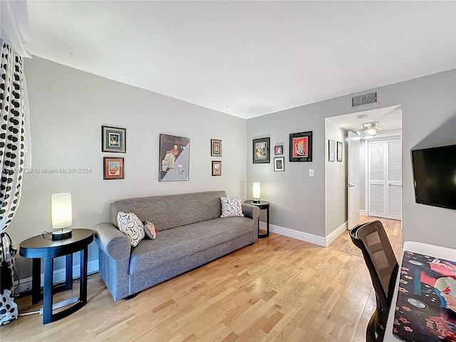 living room featuring light wood-type flooring