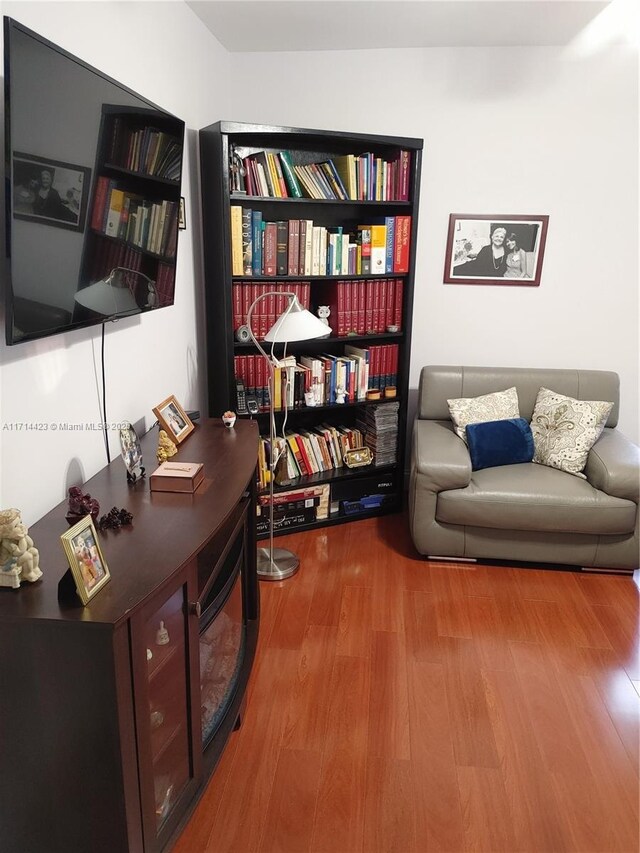 home office featuring wood-type flooring