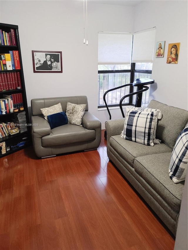 living room with wood-type flooring