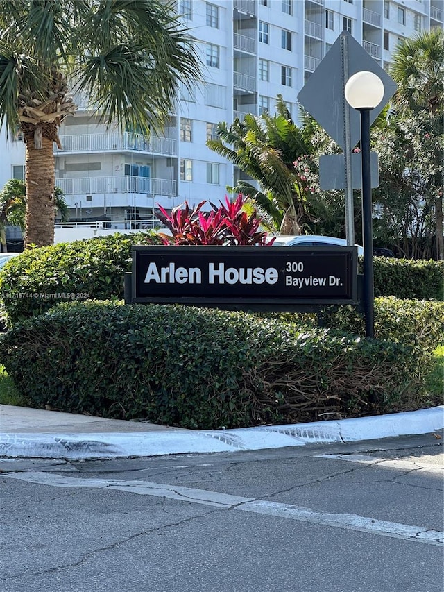 view of community sign