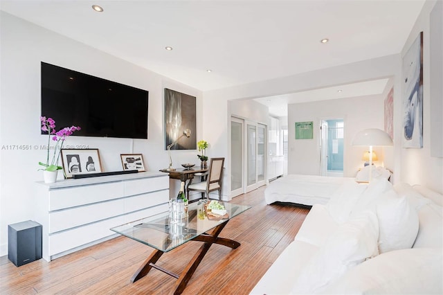 living room featuring light wood-type flooring