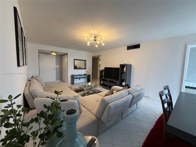 250 174th St Unit 2307, Sunny Isles Beach, FL 33160 - living room featuring a chandelier and light tile patterned flooring