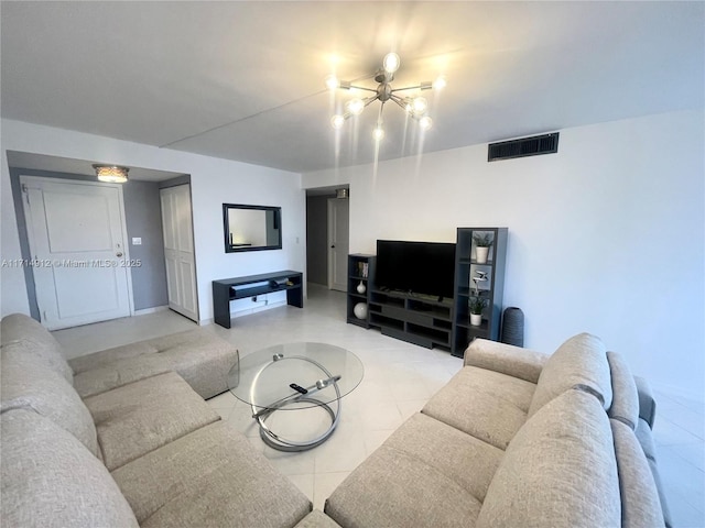 250 174th St Unit 2307, Sunny Isles Beach, FL 33160 - living room featuring a chandelier and light tile patterned floors