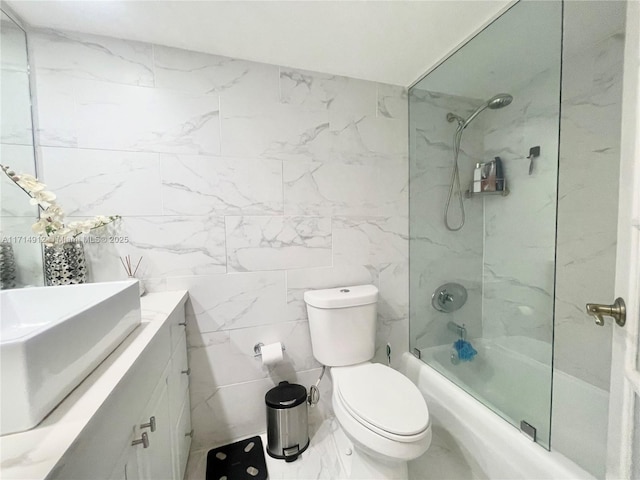 250 174th St Unit 2307, Sunny Isles Beach, FL 33160 - bathroom with vanity, shower / tub combination, and tile walls