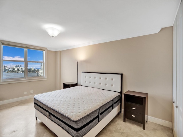 bedroom with a water view