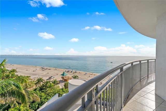 property view of water with a beach view