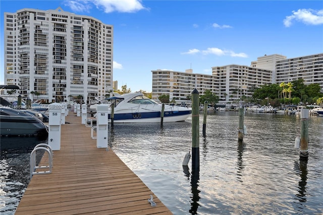 view of dock featuring a water view