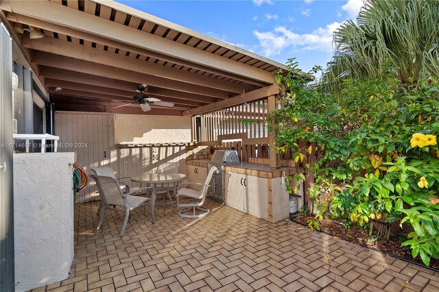 view of patio / terrace featuring ceiling fan and area for grilling