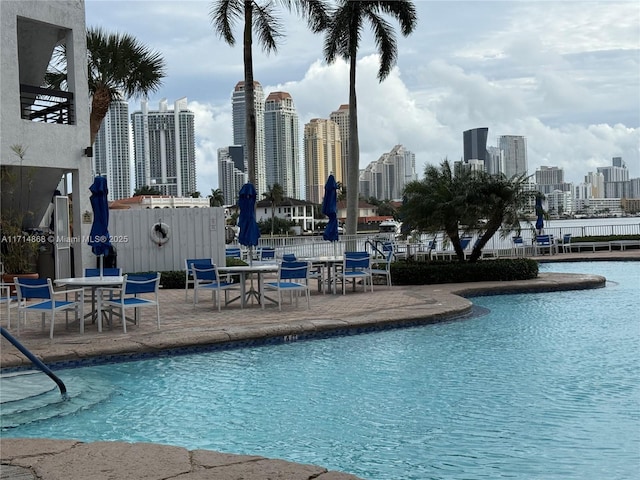 view of pool featuring a patio