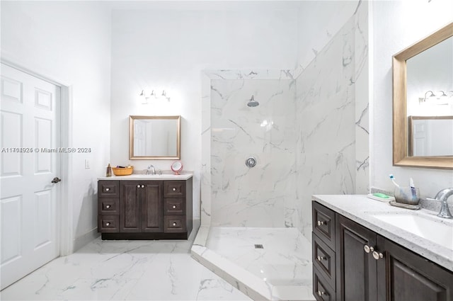 bathroom with vanity and walk in shower