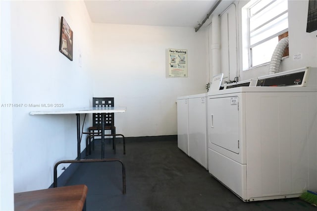 laundry area with independent washer and dryer