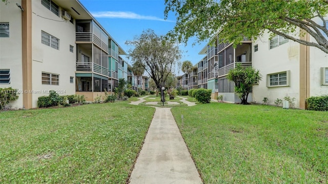 view of community featuring a lawn