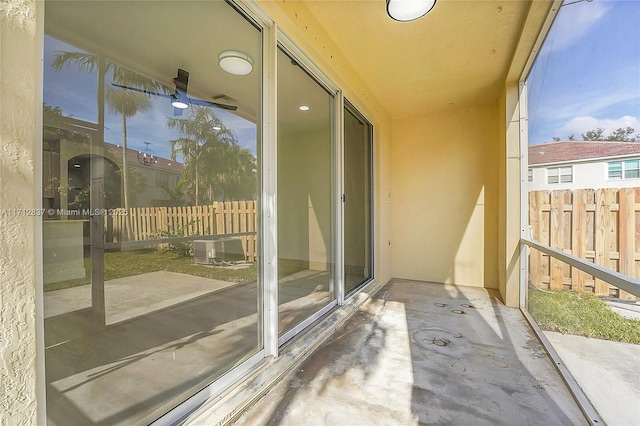 balcony with central air condition unit and a patio