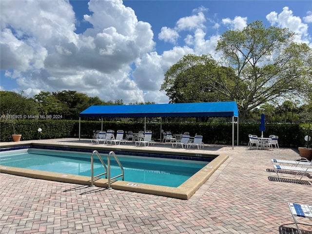 view of swimming pool featuring a patio