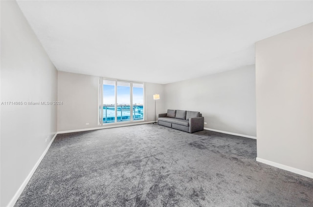 unfurnished living room featuring expansive windows and carpet