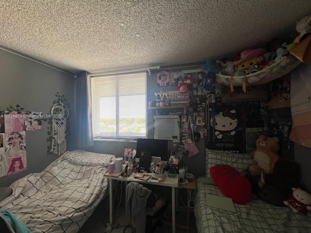 bedroom with a textured ceiling