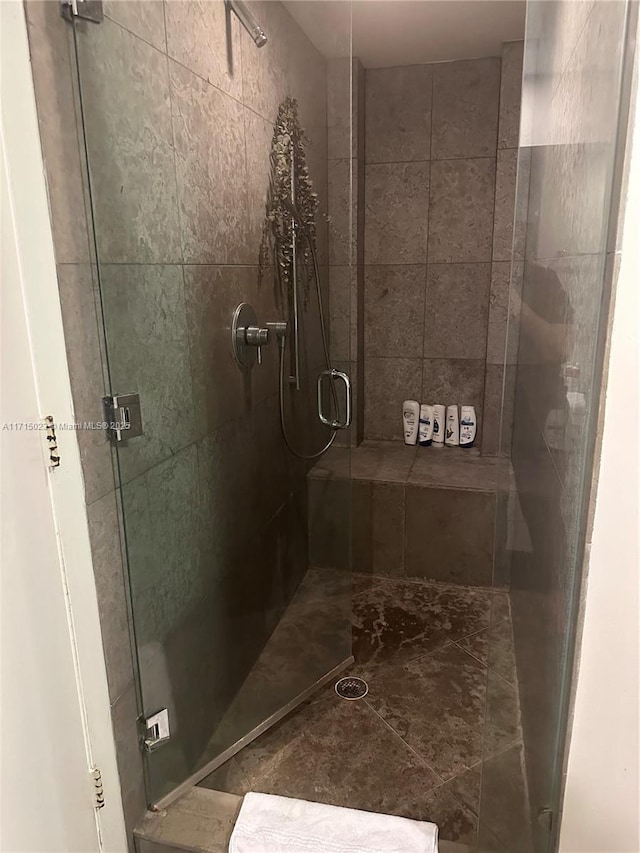 bathroom featuring walk in shower