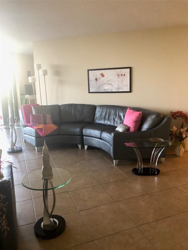 living room featuring tile patterned floors