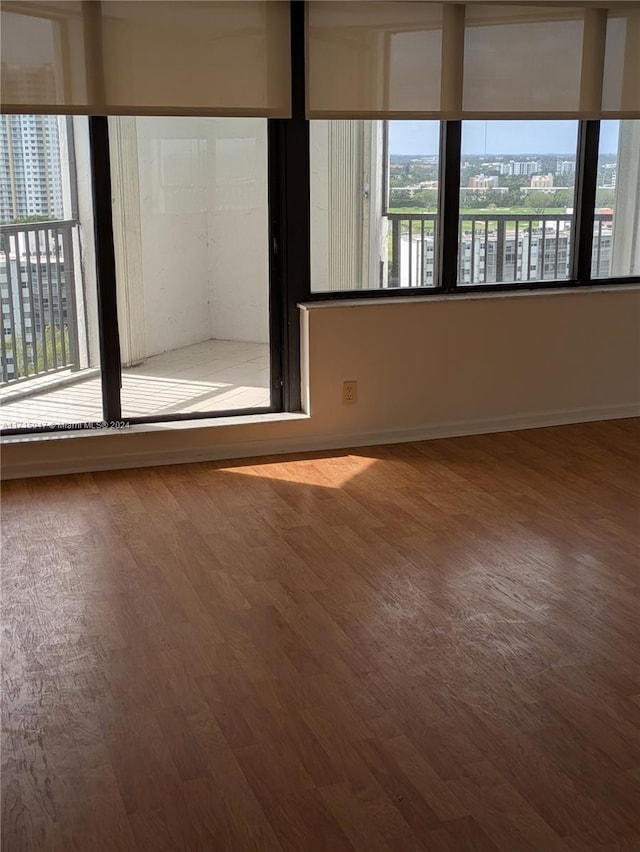 empty room with hardwood / wood-style floors and plenty of natural light