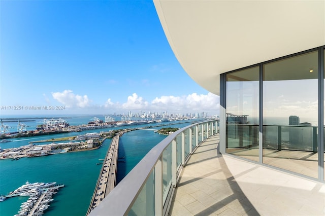 balcony with a water view