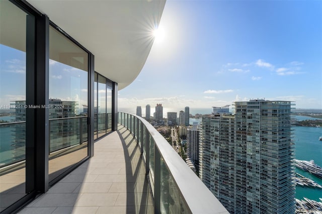 balcony with a water view