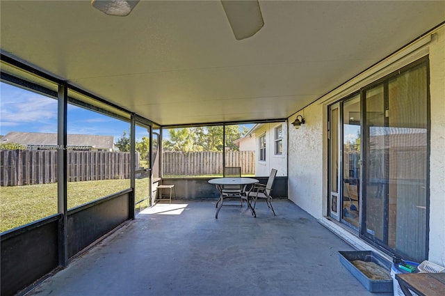 view of unfurnished sunroom