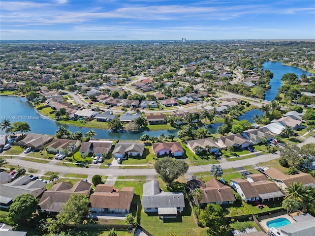 bird's eye view featuring a water view