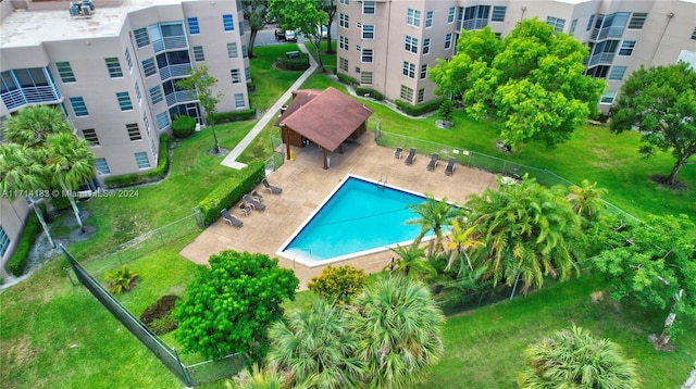 view of swimming pool with a gazebo