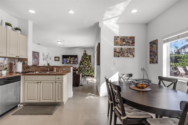 dining area featuring sink