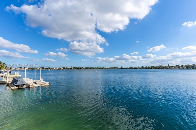 property view of water with a boat dock