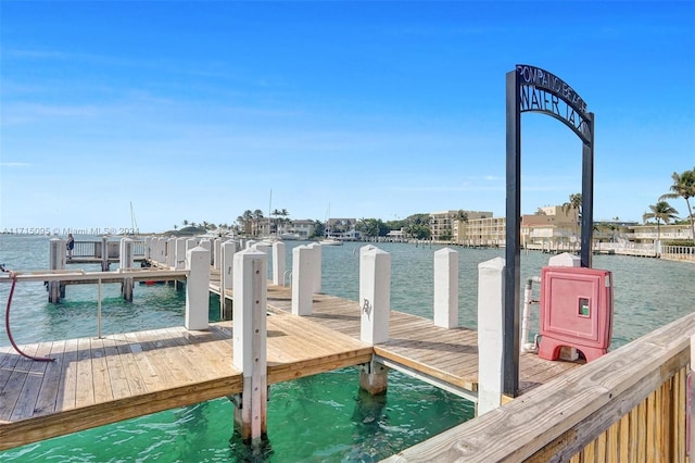 view of dock featuring a water view